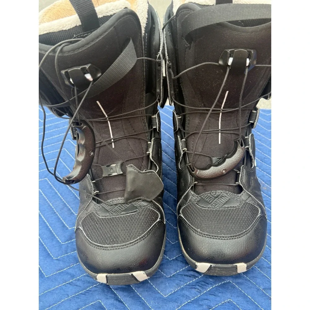 Salomon Faction Snowboard Boots Black Mens Size 8 Quick Pull Lacing All Mountain